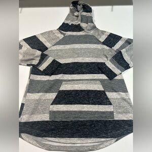 Lularoe Large Striped Gray and Black Amber Hoodie